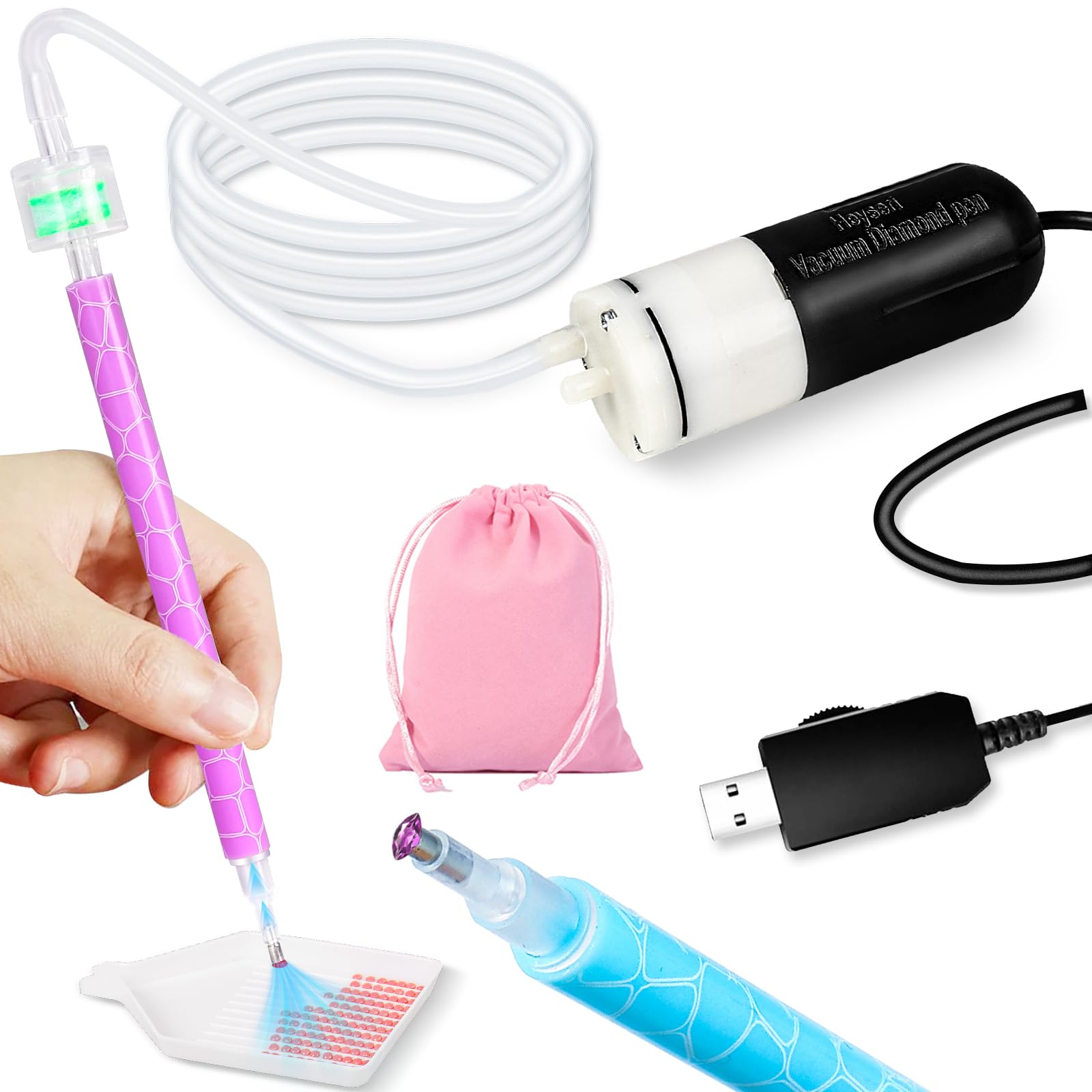 Caneta De Pintura De Diamante Heyseri Electric Com 2 Canetas Pretas