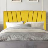 Cabeceira Casal Box De Cama Estofada 140 Cm Lile Suede Amarelo