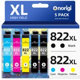 Cartuchos De Tinta Onorigi 822xl Remanufaturados Para Wf-3820, Pacote Com 5