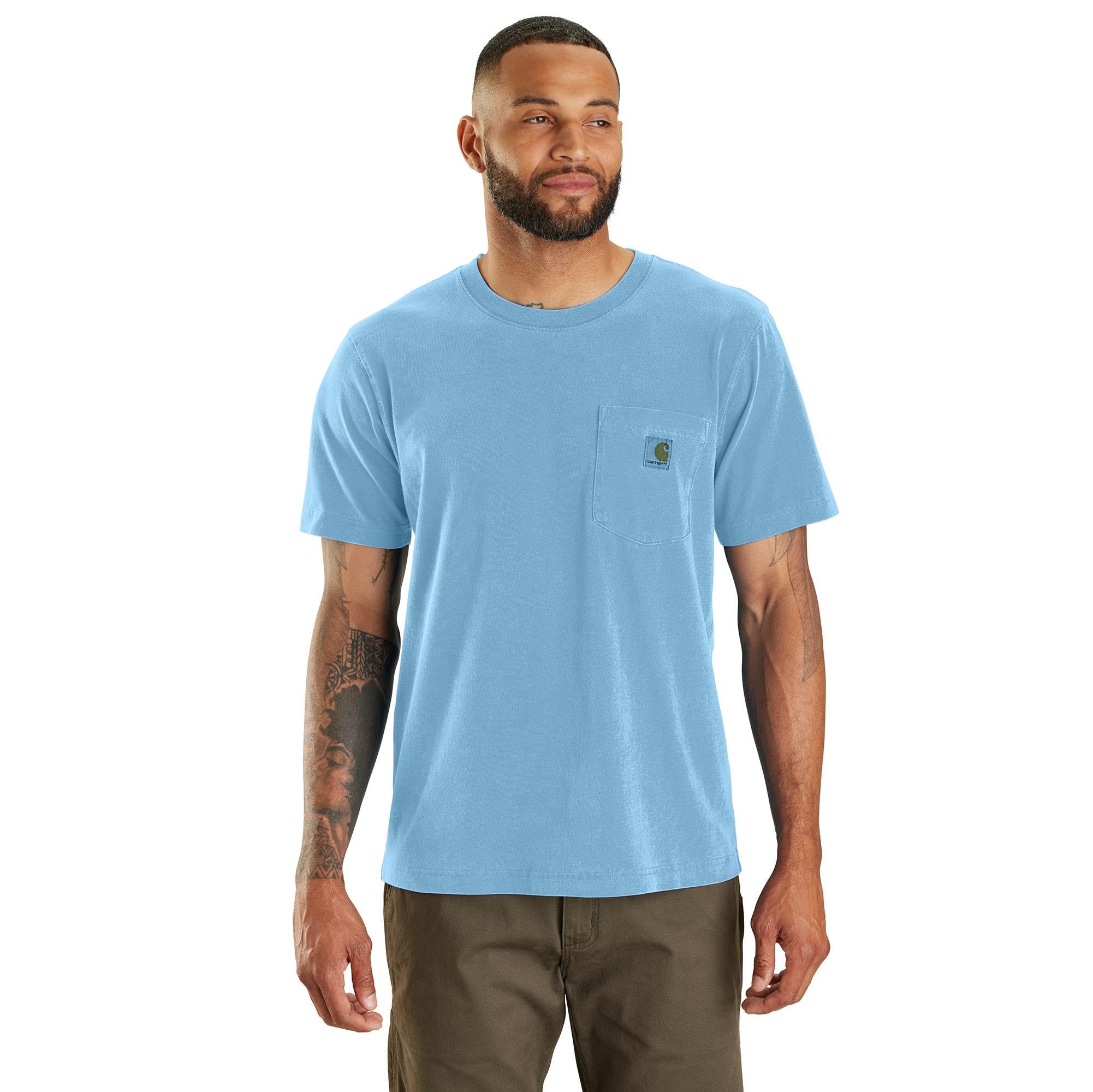 Camiseta Masculina Carhartt, De Ajuste Descontraído, Leve, De Manga Curta