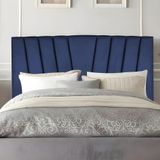 Cabeceira Casal Box De Cama Estofada 140 Cm Lile Suede Azul Marinho