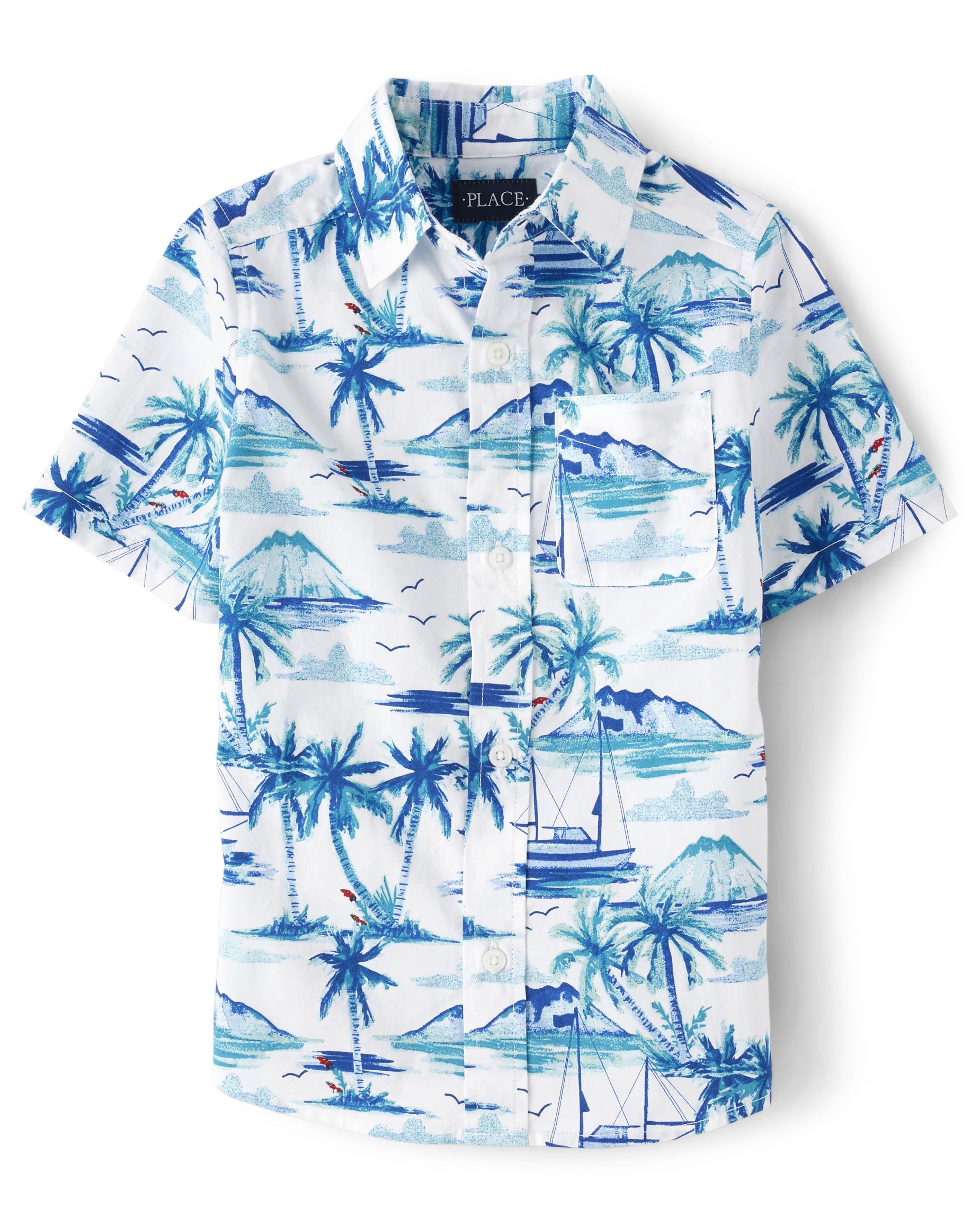 Camisa The Children's Place De Manga Curta Com Botões Branca