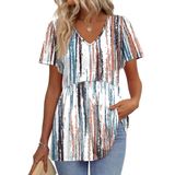 Top Peplum Ofeefan Plus Size Com Decote Em V E Manga Curta Para Mulheres