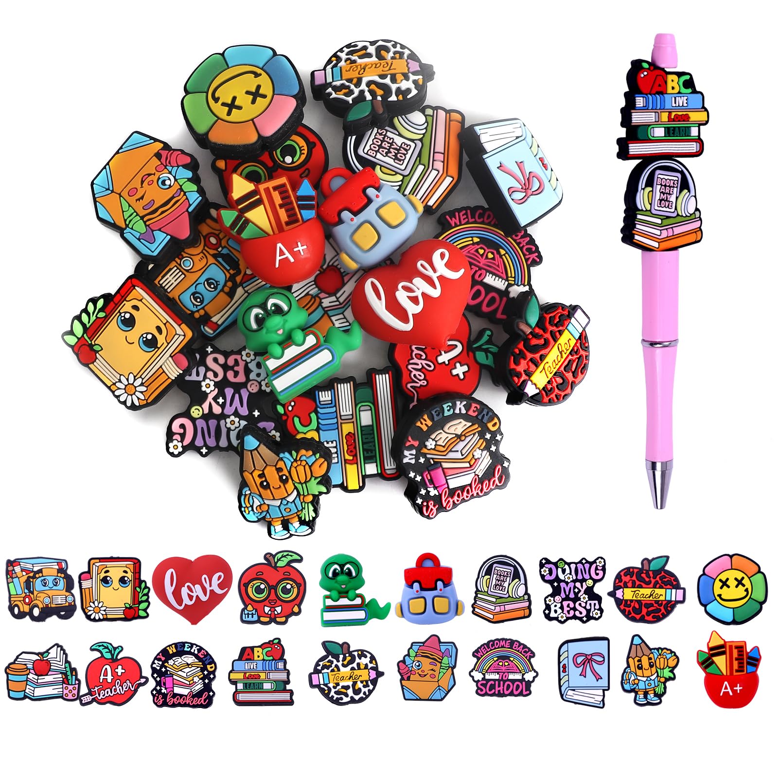 Conjunto De Miçangas Focais De Silicone Vervelalibre Teacher, 20 Unidades Para Caneta