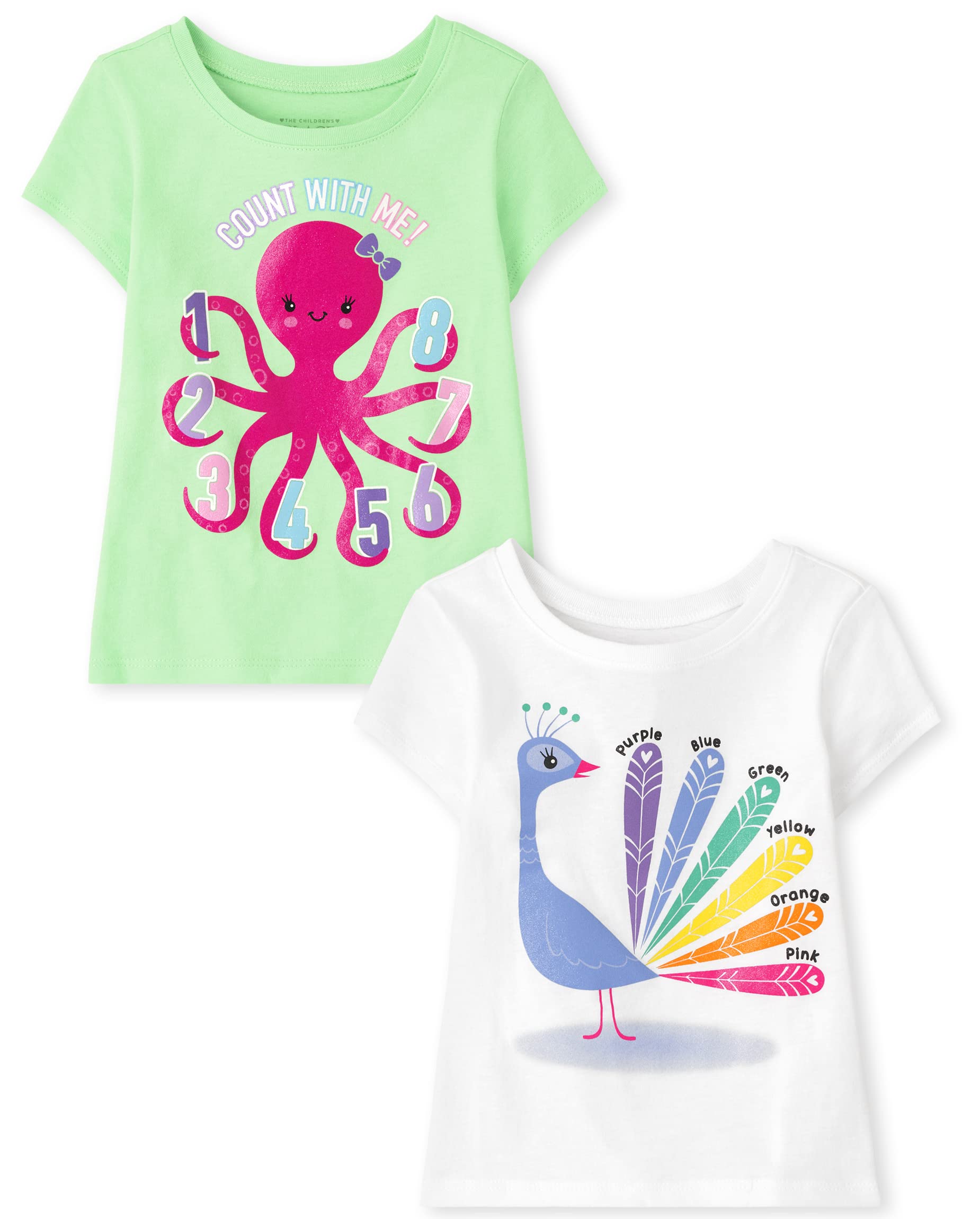 Camiseta The Children's Place Baby Toddler Girls, Pacote Com 2 Unidades