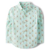 Camisa Infantil Gymboree De Manga Comprida Com Botões Azul Coral 6