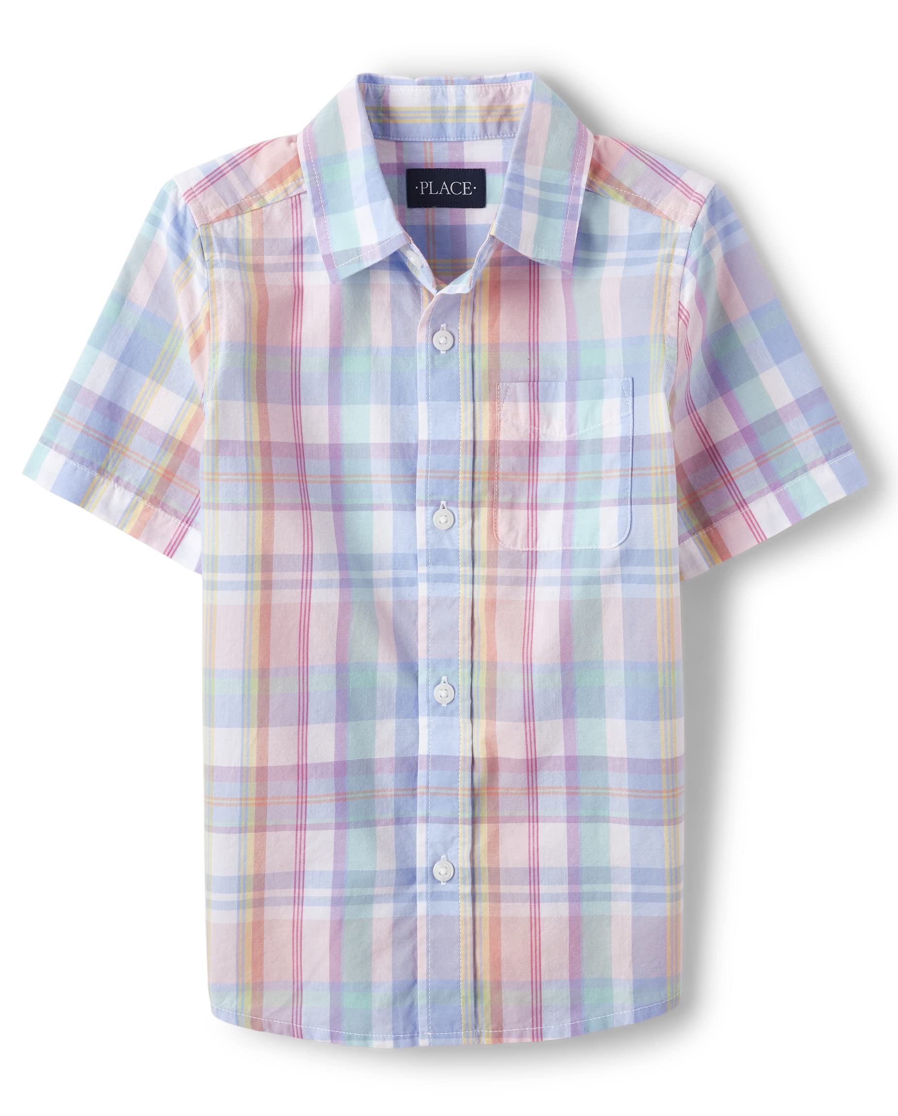 Camisa The Children's Place De Manga Curta Button Down Rose 16