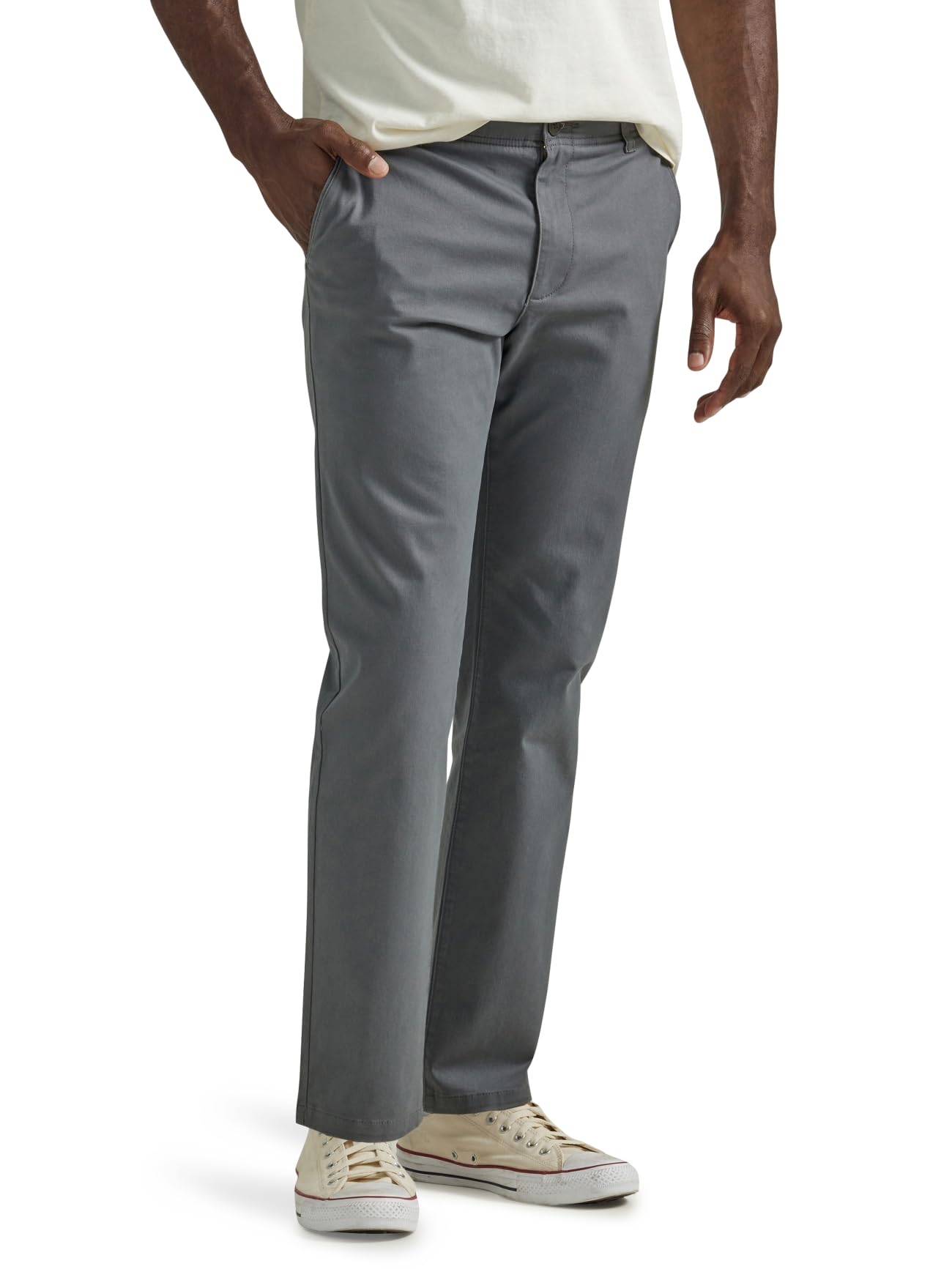 Calças Lee Extreme Motion Flat Front Slim Straight Masculinas Cinzas