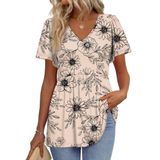 Top Ofeefan Com Decote Em V Peplum Floral Bege Para Mulheres Tamanho Gg