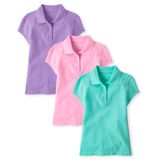 Camisa Polo The Children&#39;s Place Girls, Pacote Com 3 Unidades, Seafrost/rosa/roxa