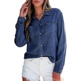Camisa Feminina De Chambray Shacket Sidefeel, Blusa Jeans Xxl