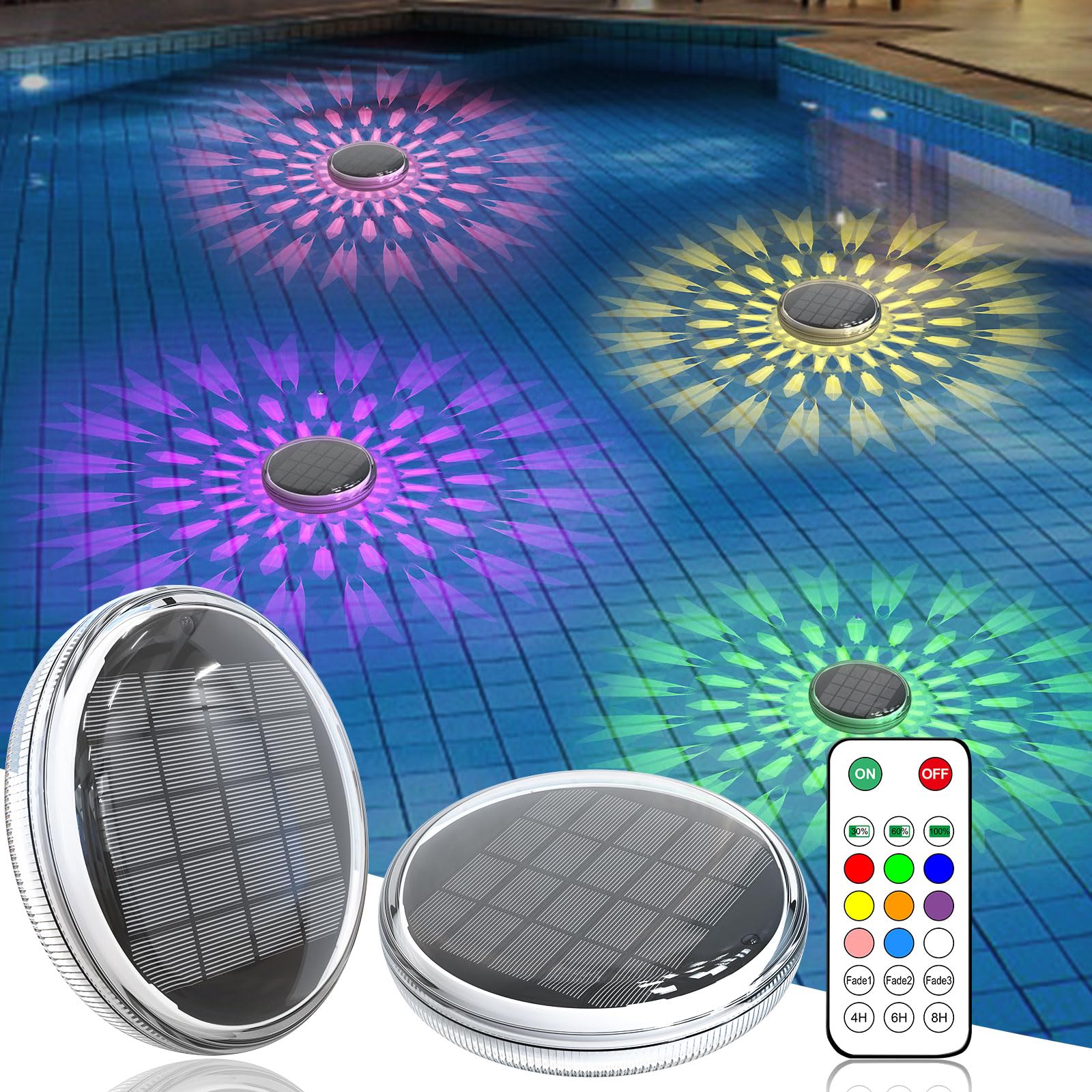 Luzes De Piscina Flutuantes Kitloo Solar Recarregáveis (pacote Com 2)