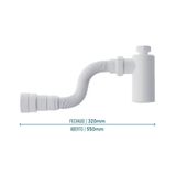 Sifão Sanfonado Extensível Blukit Com Copo 55cm Branco Universal 031302