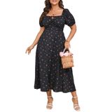Vestido De Verão Feminino Plus Size Scomchic Black Floral