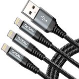 Cabo Lightning Dasku Trançado De Nylon De 1 M Para Iphone Preto, Pacote Com 3