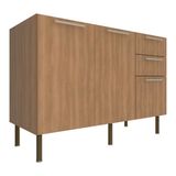 Balcão De Cozinha Gabinete Para Pia 120cm 2 Portas 3 Gavetas Multimóveis Cr20441 Freijó