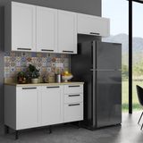 Cozinha Compacta Mdf 3 Peças Com Armários E Balcão Com Tampo Multimóveis Cr20456 Branco/carvalho Tropical