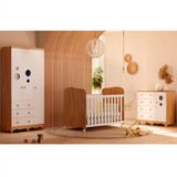 Guarda-roupa Infantil Peroba Móveis Duda Com 3 Portas, 3 Gavetas + Cômoda Duda Plus Com 5 Gavetas + Berço Americano Duda Com Suporte Para Mosquete