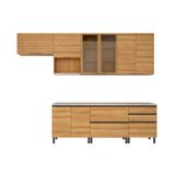 Cozinha Bartira Cristal Com 10 Portas, 3 Gavetas, 5 Prateleiras E Nicho Para Micro-ondas - 240cm De Largura