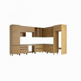 Cozinha Bartira Cristal Com 15 Portas, 3 Gavetas, 13 Prateleiras E Nicho Para Forno E Micro-ondas - 762,8cm De Largura