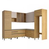 Cozinha Bartira Cristal Com 14 Portas, 3 Gavetas, 13 Prateleiras E Nicho Para Micro-ondas 301,8cm