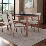 Mesa De Jantar Retangular Fabone Alexa Com Tampo De Vidro Com 4 Cadeiras