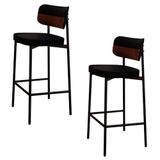 Banqueta Alta Bar Estofada Kit 2 Ella M25 Linho Preto-whisky - Mpozenato