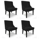 Kit 4 Cadeiras Estofadas Para Sala De Jantar Base Fixa De Madeira Preto Lia Linho Preto - Ibiza