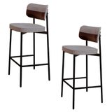 Banqueta Alta Bar Estofada Kit 2 Ella M25 Linho Cinza Cl-café - Mpozenato