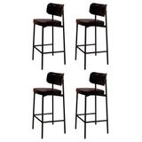 Banqueta Alta Bar Estofada Kit 4 Ella M25 Sintético Preto - Mpozenato
