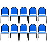 Kit 10 Cadeiras Hoteleiras Auditório Empilhável Sintético M23 Azul - Mpozenato