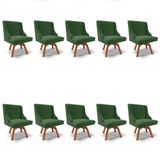 Kit 10 Cadeiras Estofadas Giratória Para Sala De Jantar Lia Suede Verde - Ibiza