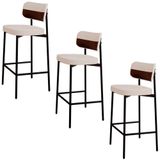 Banqueta Alta Bar Estofada Kit 3 Ella M25 Linho Palha-café - Mpozenato