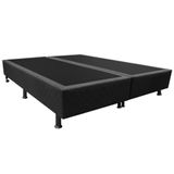 Base Box Para Cama Casal King 192x203cm Bipartido Liz S05 Suede Bordado Preto - Mpozenato