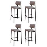 Banqueta Alta Bar Estofada Kit 4 Ella M25 Linho Cinza Cl - Mpozenato