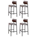 Banqueta Alta Bar Estofada Kit 4 Ella M25 Linho Cinza Cl-whisky - Mpozenato