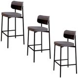 Banqueta Alta Bar Estofada Kit 3 Ella M25 Linho Cinza-preto - Mpozenato