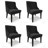 Kit 4 Cadeiras Estofadas Para Sala De Jantar Base Fixa De Madeira Preto Lia Suede Preto - Ibiza