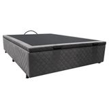 Base Box Baú Para Cama Viúva 128x188cm Liz S05 Suede Bordado Cinza - Mpozenato
