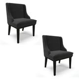 Kit 2 Cadeiras Estofadas Para Sala De Jantar Base Fixa De Madeira Preto Lia Veludo Preto - Ibiza