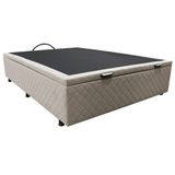 Base Box Baú Para Cama Viúva 128x188cm Liz S05 Suede Bordado Bege - Mpozenato