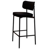 Banqueta Alta Bar Estofada Ella M25 Linho Preto - Mpozenato