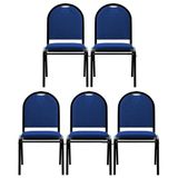 Kit 5 Cadeiras Hoteleiras Auditório Empilhável Linho M23 Azul - Mpozenato