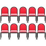 Kit 10 Cadeiras Hoteleiras Auditório Empilhável Sintético M23 Vermelho - Mpozenato