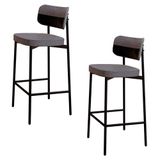 Banqueta Alta Bar Estofada Kit 2 Ella M25 Linho Cinza-preto - Mpozenato