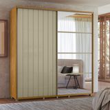 Guarda Roupa Casal Ripado Com Espelhos 2 Portas De Correr Com Pés Em Mdf Monet Madetec
