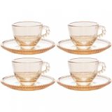Conjunto Com 4 Xícaras E Pires Para Café Pearl Em Cristal 80 Ml Wolff