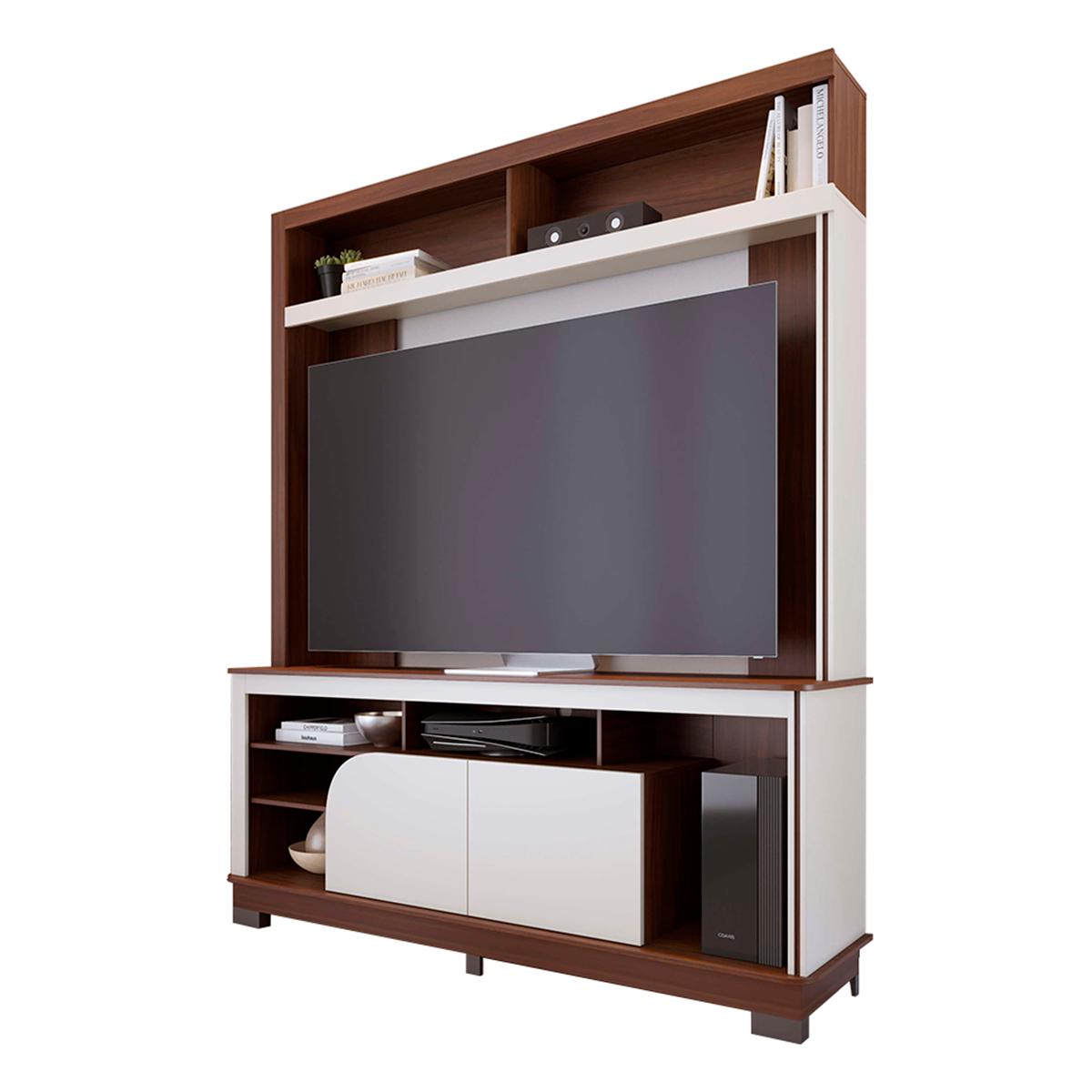 Home Estante Belaya Sala Para Tv De Até 65" Polegadas Nogueira/off White Matte