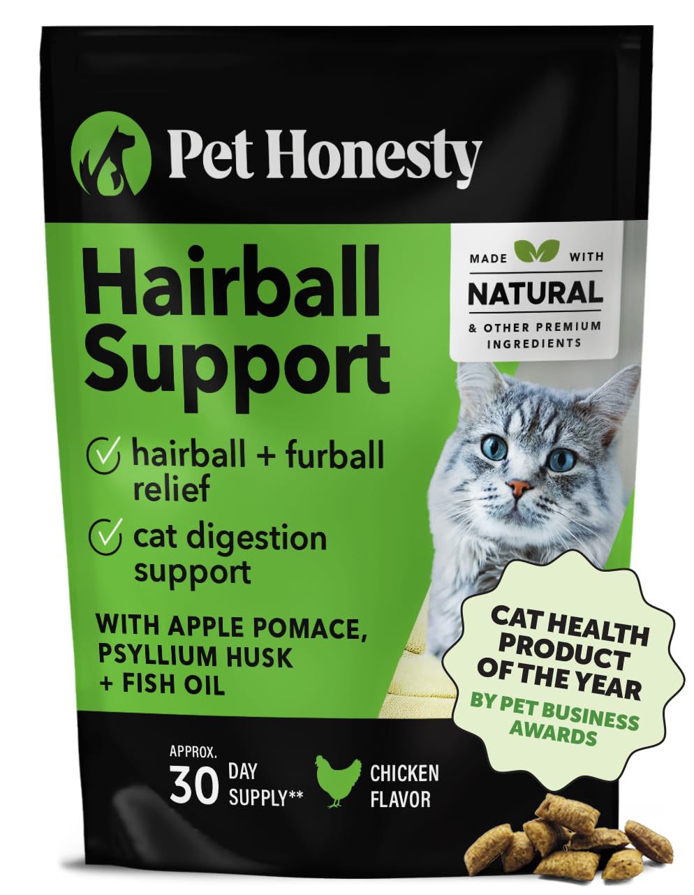 Cat Hairball Support Chews Pet Honesty Hairball Solution