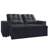 Sofá Retrátil E Reclinável 2 Lugares 1,80m Veludo Malibu Preto Selmer